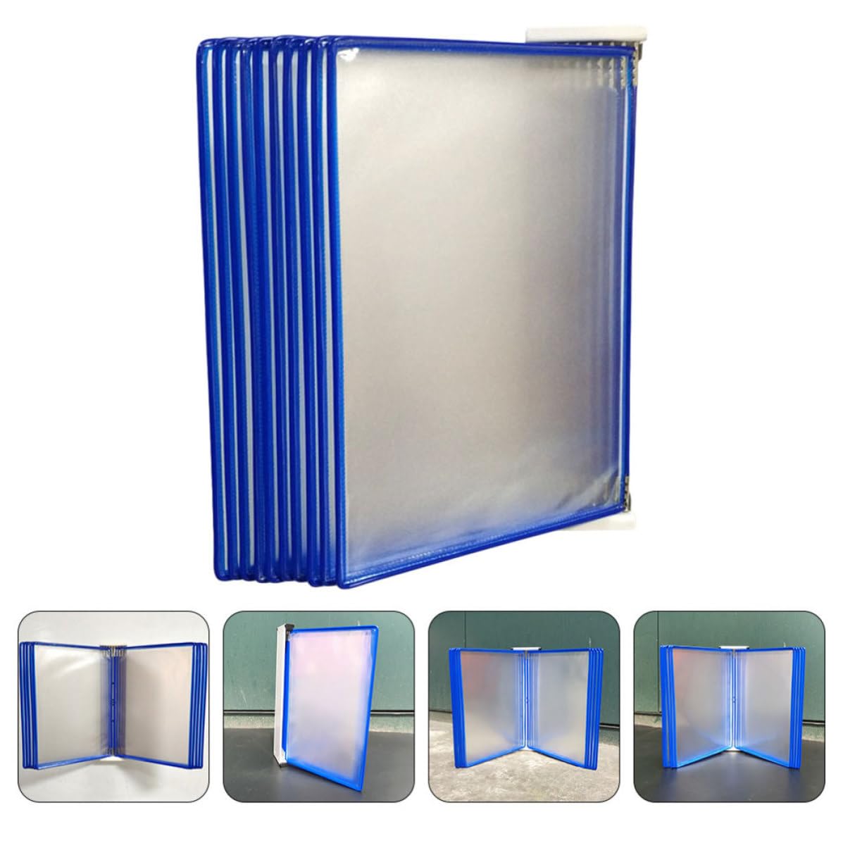 Organizzatore di Documenti da Parete in Metallo e Pvc Blu, Scaffale Verticale per File e Libri, per Uffici e Sale Riunioni, Porta Documenti Appeso Resistente