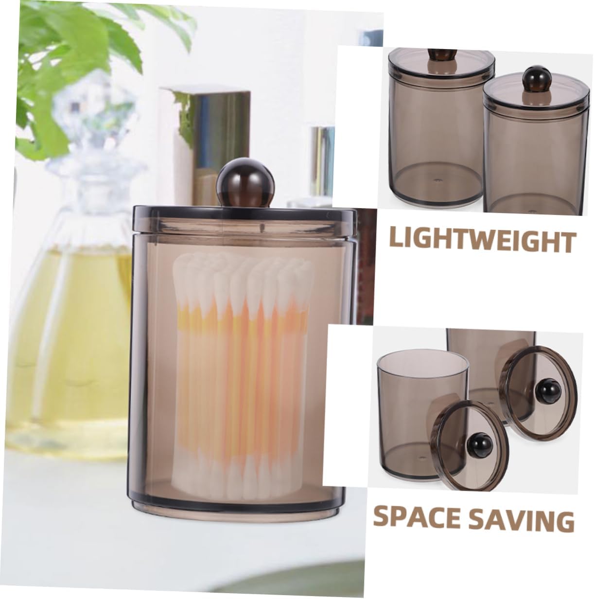 PRETYZOOM 3sets Bathroom Cotton Swab Holder Storage Jars Cotton Pad Dispenser Organizer Countertop Storage 3pcs*3