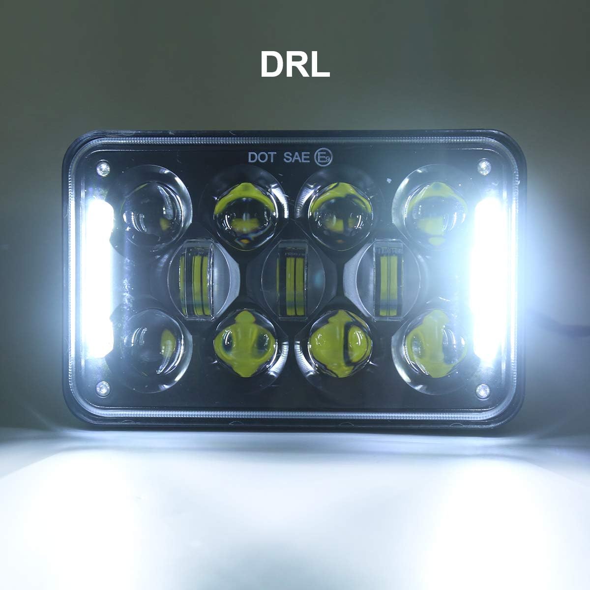 60W 4x6 LED Headlights Rectangular Headlamps Replace H4651 H4652 H4656 H4666 H6545 Compatible with Peterbilt Kenworth Freightliner-Black-2PCS