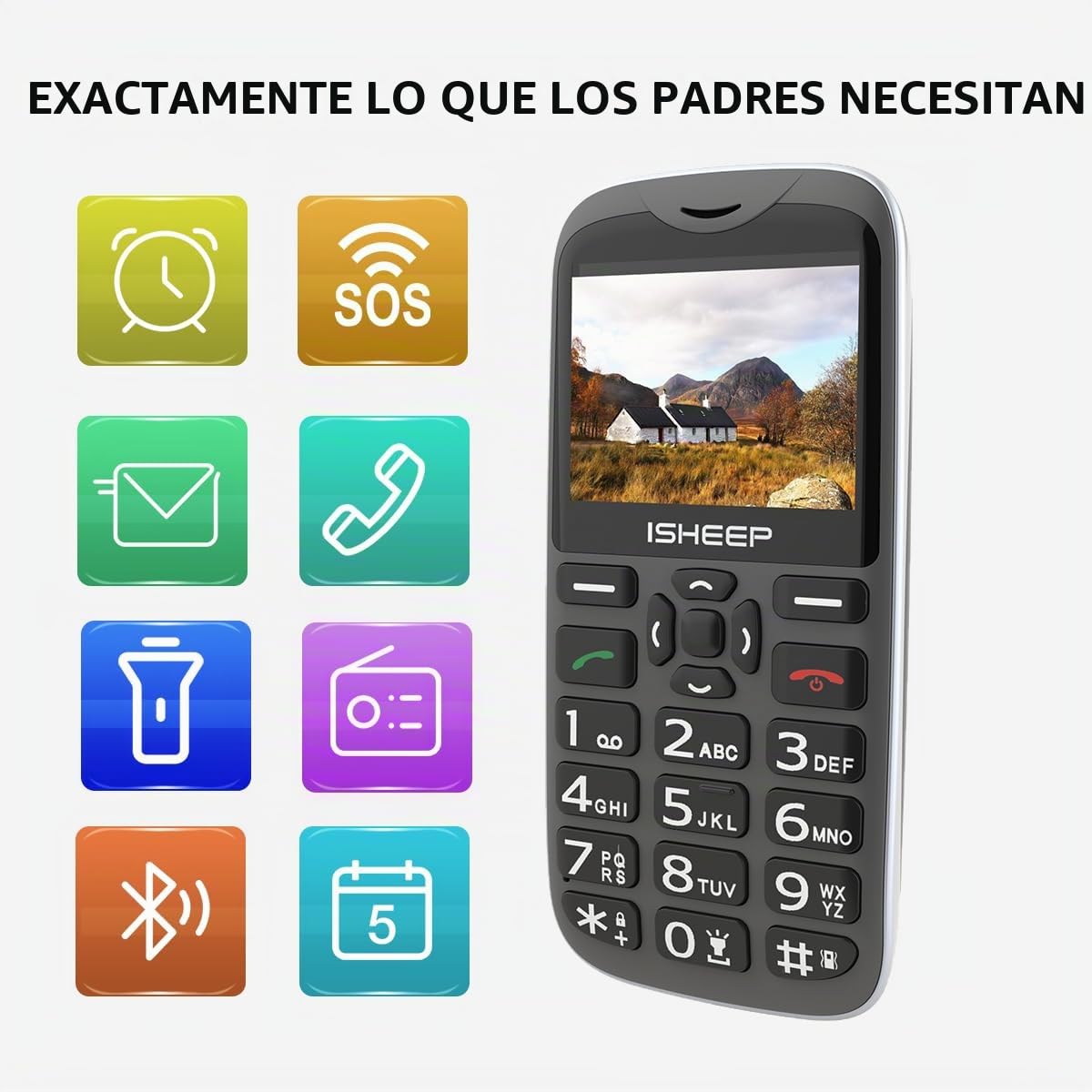 gsm,Teléfono móvil con T Personas Mayores, Teclas Grandes, Pantalla de 2,4 Pulgadas, con botón SOS.Negro.D210