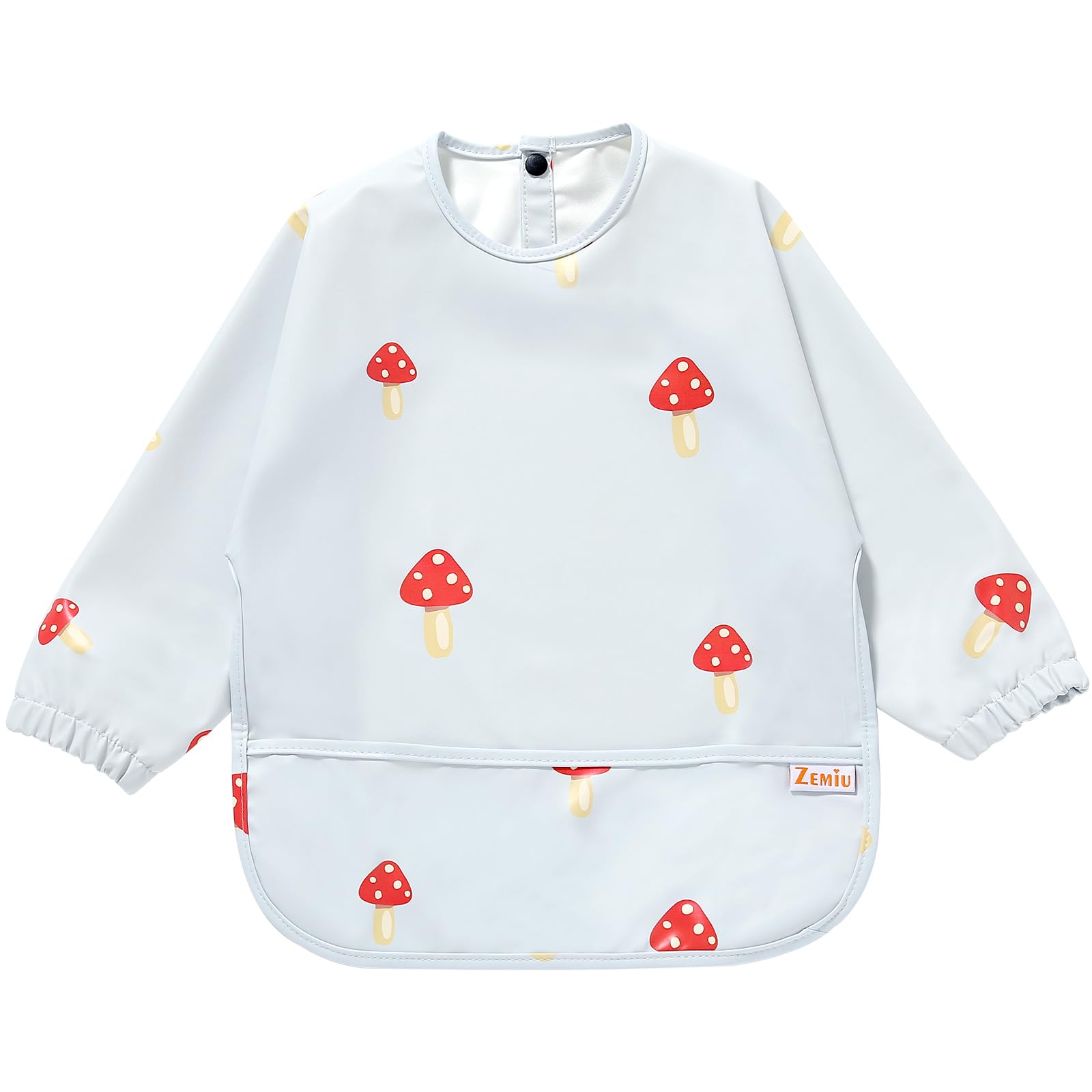 Zemiu Bavaglino per lo Svezzamento/Bavaglino per Bambini, 100% Impermeabile e in Morbido Materiale PU, Lavabile in Lavatrice, Tuta a Maniche Lunghe - Adatto per Bambini da 6 a 30 Mesi