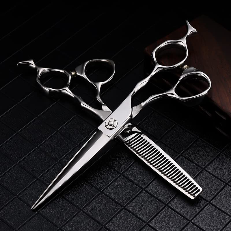 Forbici Professionali per Tagliare i Capelli, Forbici Professionali Si in Acciaio 440c da 6 Pollici, Forbici per Capelli argentate, Forbici per Taglio di Capelli, Forbici per sfoltire, FO