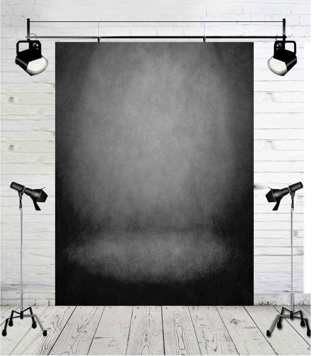 Black Abstract Portrait Backdrop Black Gray Solid Color Photography Background Adult Professional Portrait Studio Booth Props (): 6x8FT