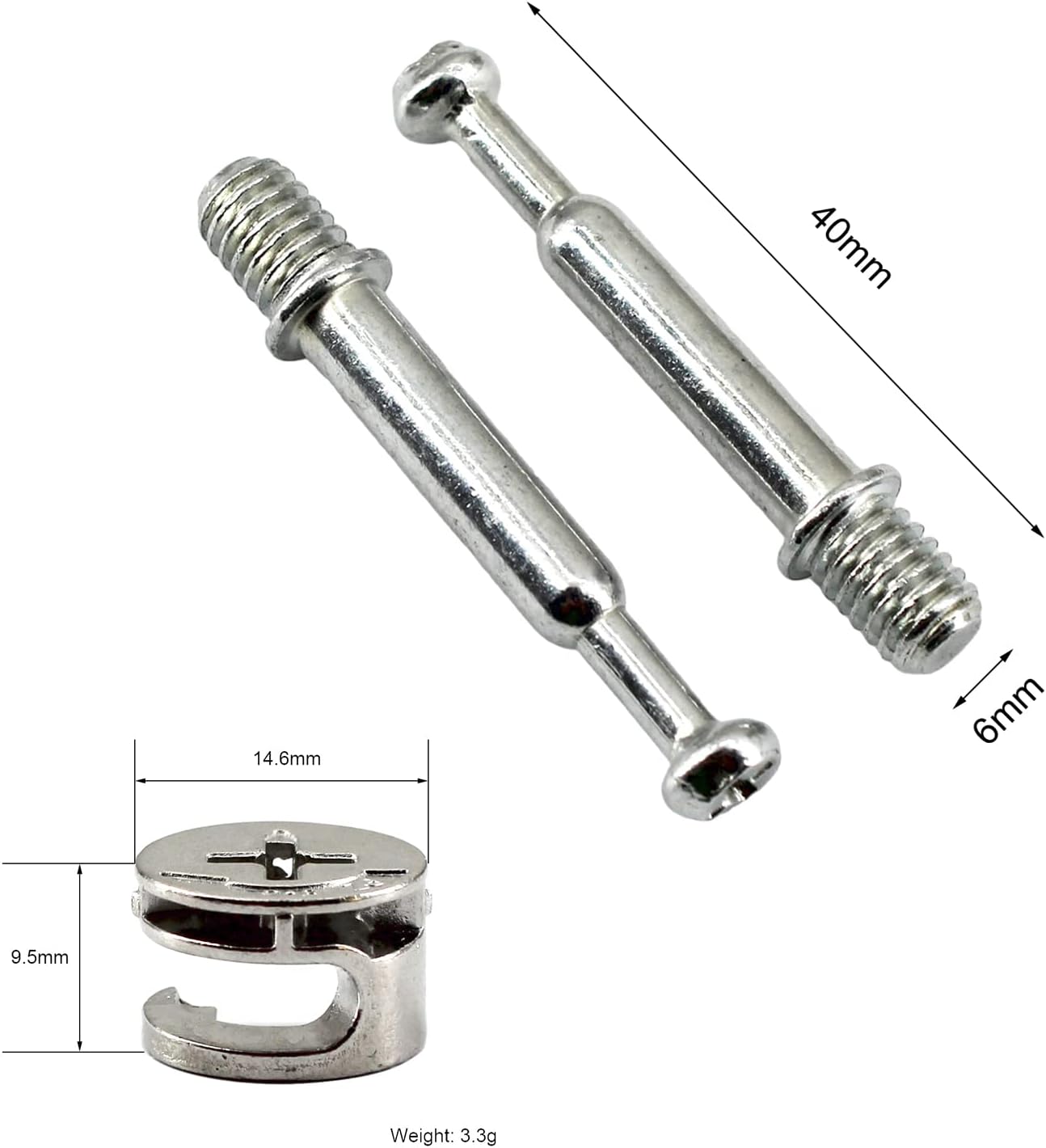25Pcs Furniture Connecter Fixing Screws Eccentric Cam Lock with Pre-Inserted Nut and Fixing Dowels for Wardrobe Drawer Cabinet Furniture Panel Connecting 2 Style