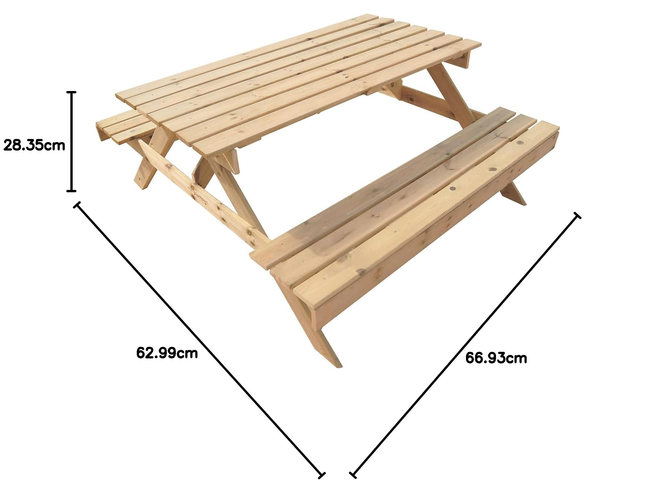 Plantawa Table de pique-nique en bois avec banc pour jardin extérieur et terrasse 6 à 8 personnes 170 cm de large x 160 cm de long x 72 cm de haut
