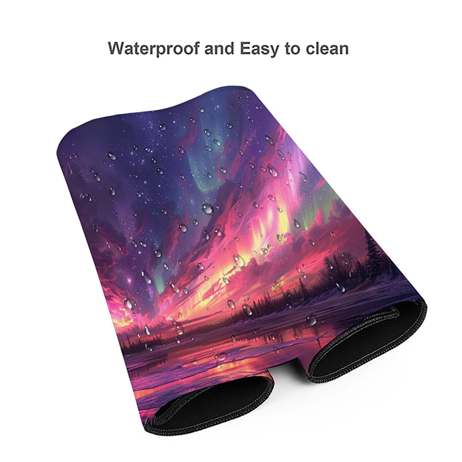 Aurora Alfombrilla Ratón Gaming XXL 1500x800x3mm, Alfombrilla Gaming Rosa Mousepad con Base de Goma Antideslizante, Impermeable Desk Mat para Teclado y Raton, Accesorios Gaming, Regalos de Hombre U-R