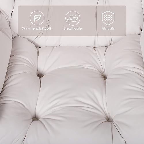 Miniatura 6 de MEETWARM Silla perezosa moderna de tela de terciopelo, silla de descanso contemporánea, silla tapizada individual con un bolsillo lateral,