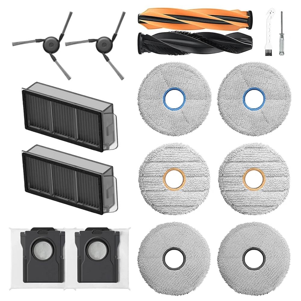 16 Accesorios para Dreame Matrix10 Ultra Robot Aspirador | 6 Paños, 2 Cepillos Principales, 2 Filtros, 2 Cepillos Laterales, 2 Bolsas para el Polvo, 1 Destornillador, 1 Espátula