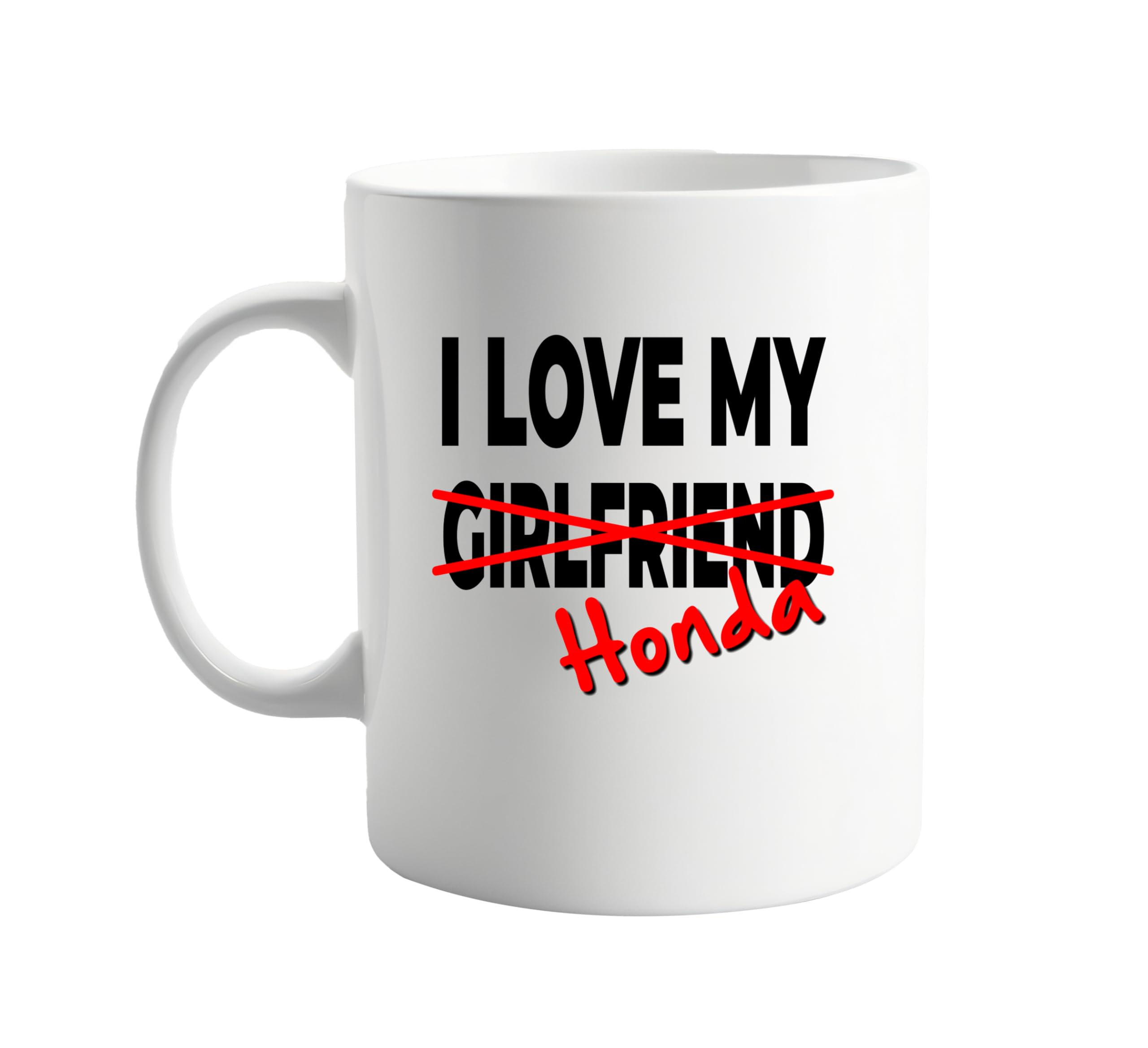I Love My Girlfriend X Honda 11oz Ceramic Coffee Mug – Funny Car or Motorcycle Enthusiast Gift for Men – Perfect Birthday, Anniversary, or Valentine's Day Present for Him – Dishwasher & Microwave Safe