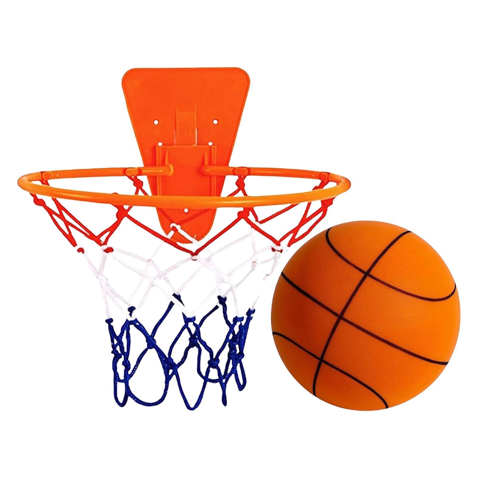 Silent Ball Indoor, Wall Mounted Silent Basketball Indoor, Soft Foam Soundless Ball With Hoop And Net, Bounce Sport Balls For Kids Home Gym Apartment