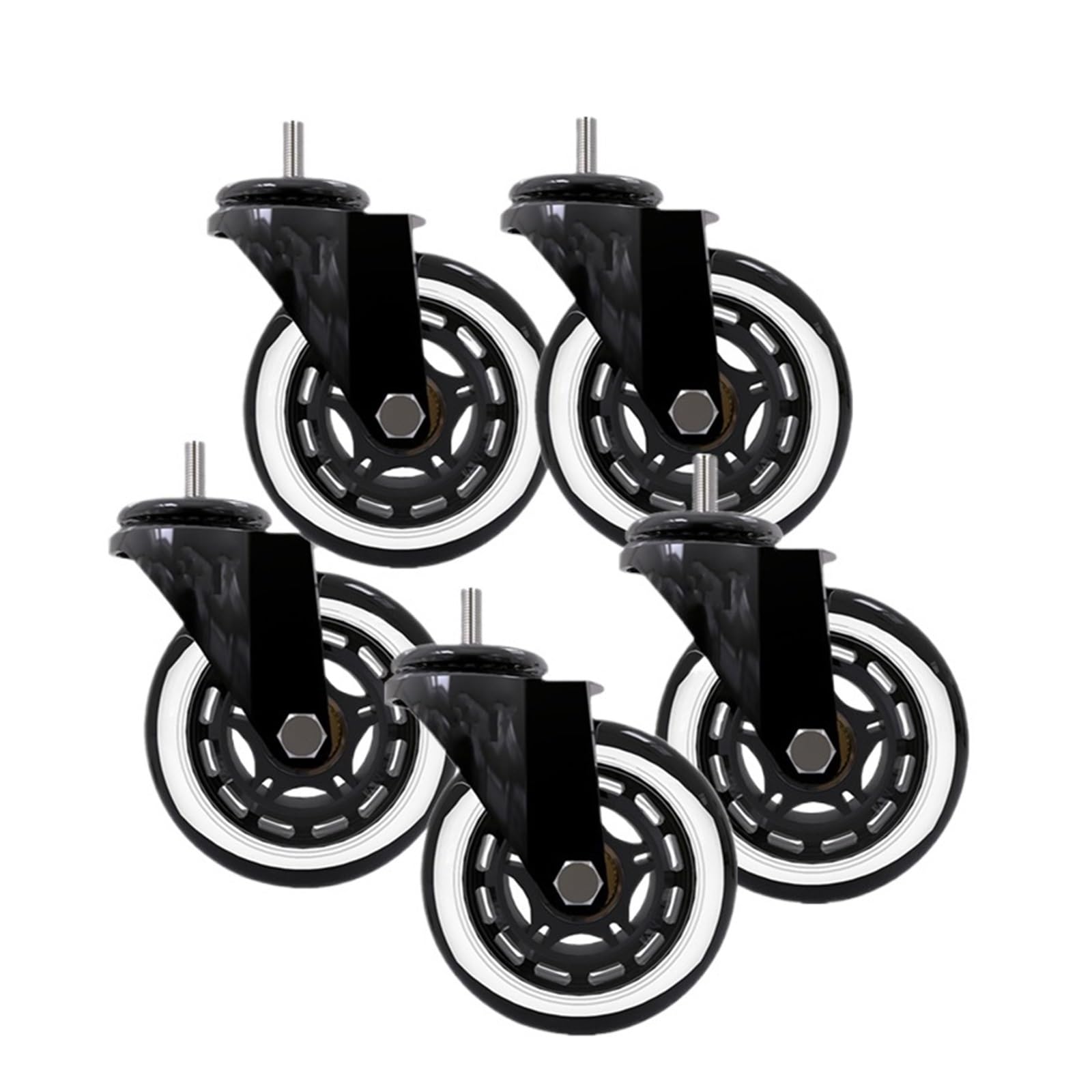 MXXDMOPD 5 Pieces/lot 3 inch M8/M10 Pu Screw Roller ice Wheel electrophoresis Scooter Silent Caster(M8)