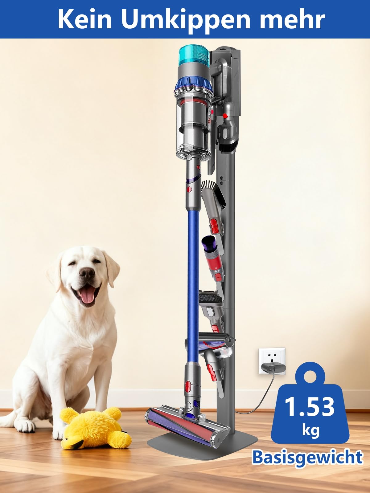 Soporte Para Aspiradora Compatible Con Dyson Gen5 V15 V12 V11 V10 V8 V7 V6, Soporte Independiente Sin Taladrar, Estable Para Guardar Accesorios Y Estación De Carga, Acero Al Carbono | Soporte de suelo estable para V16 Gen5 V15 V12 V11 V10 V8 V7 V6