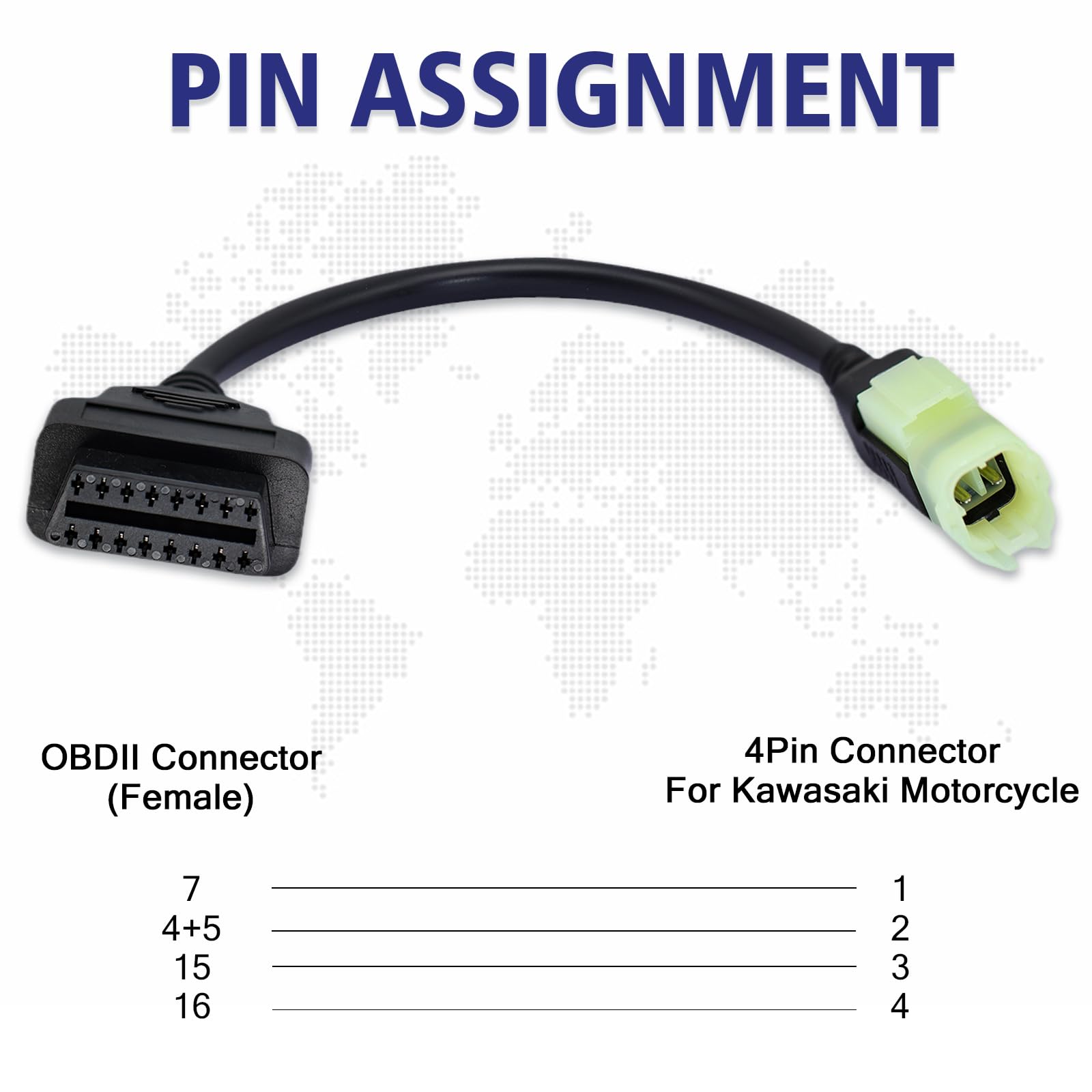 Motorbike OBD1 Adapter Cable 4 Pin for Motorcycle to OBD2 16 Pin