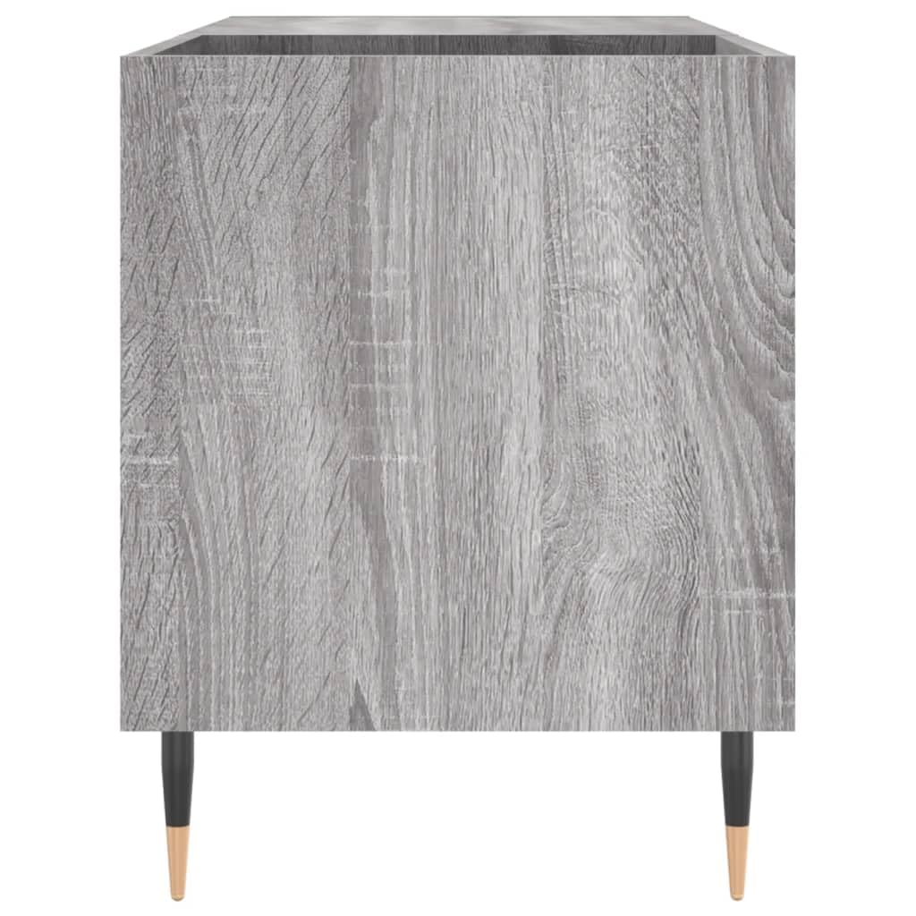 Armadio per dischi grigio Sonoma, 85 x 38 x 48 cm, scaffale in vinile | Tavolo per giradischi industriale con gambe in ferro per il soggiorno, ideale come mobile fonofonico e organizer per LP
