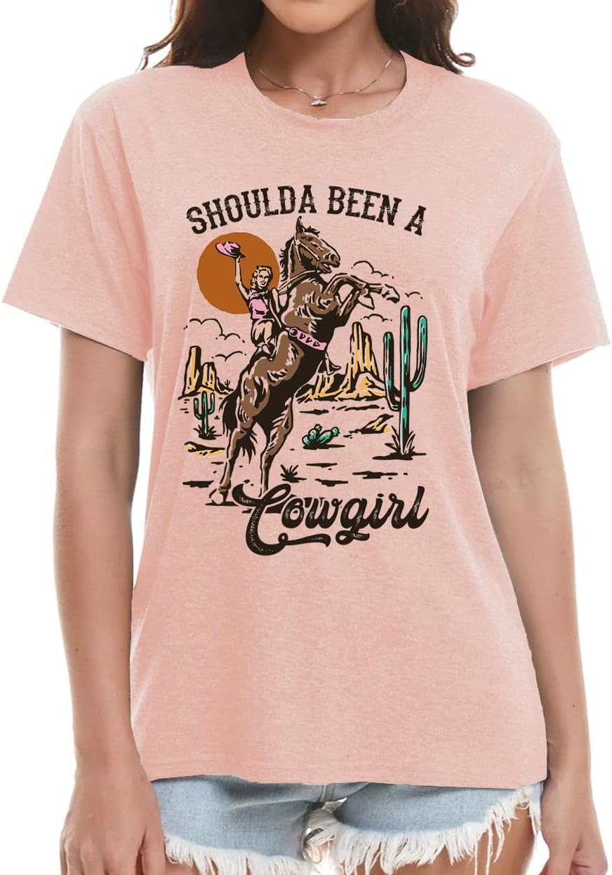 Western Rodeo Shirt for Women Retro Cowboy Graphic Tee Cowgirl Country Music T Shirt Cow Skull Print Tops Casual Tops - Image 2