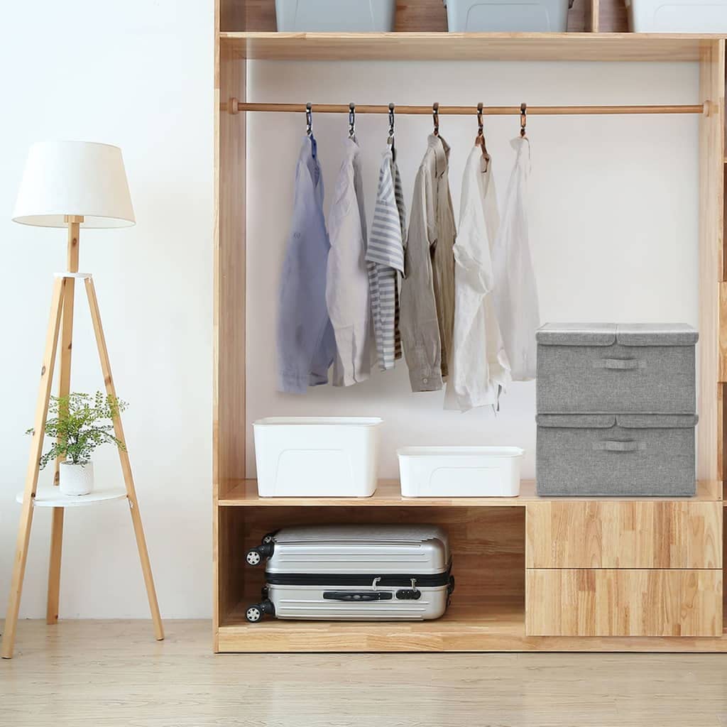 Home & Garden, cajas de almacenamiento para muebles, 2 unidades, tela, 50 x 30 x 25 cm, color gris
