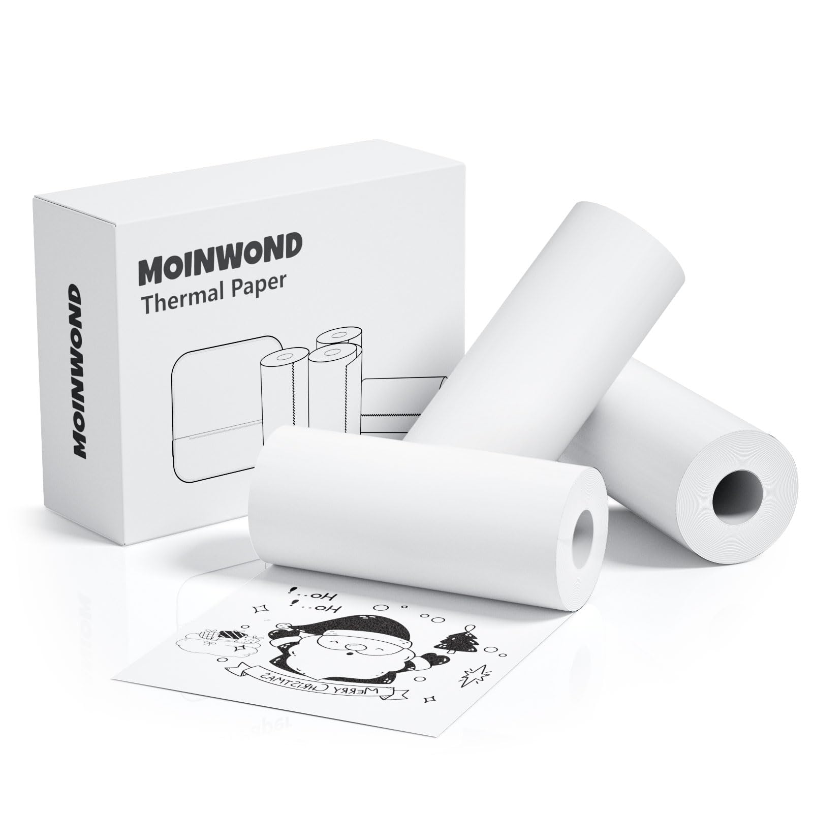 Thermal Paper Non-Adhesive Paper for Mini Thermal Pocket Printer, Black on White 57 x 25mm, 3-Rolls for Notes Texts Journal Photo and Notebuddy