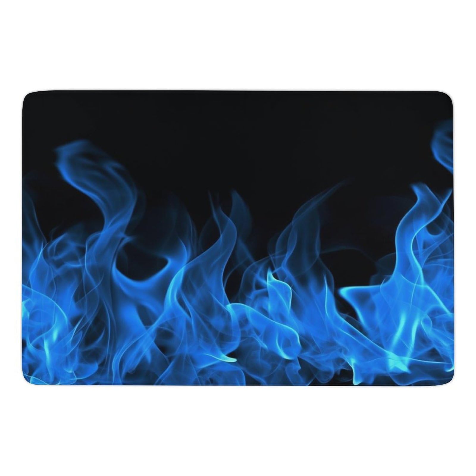 Tapis de sol doux lavable en velours corail antidérapant bleu flamme pour salon et chambre