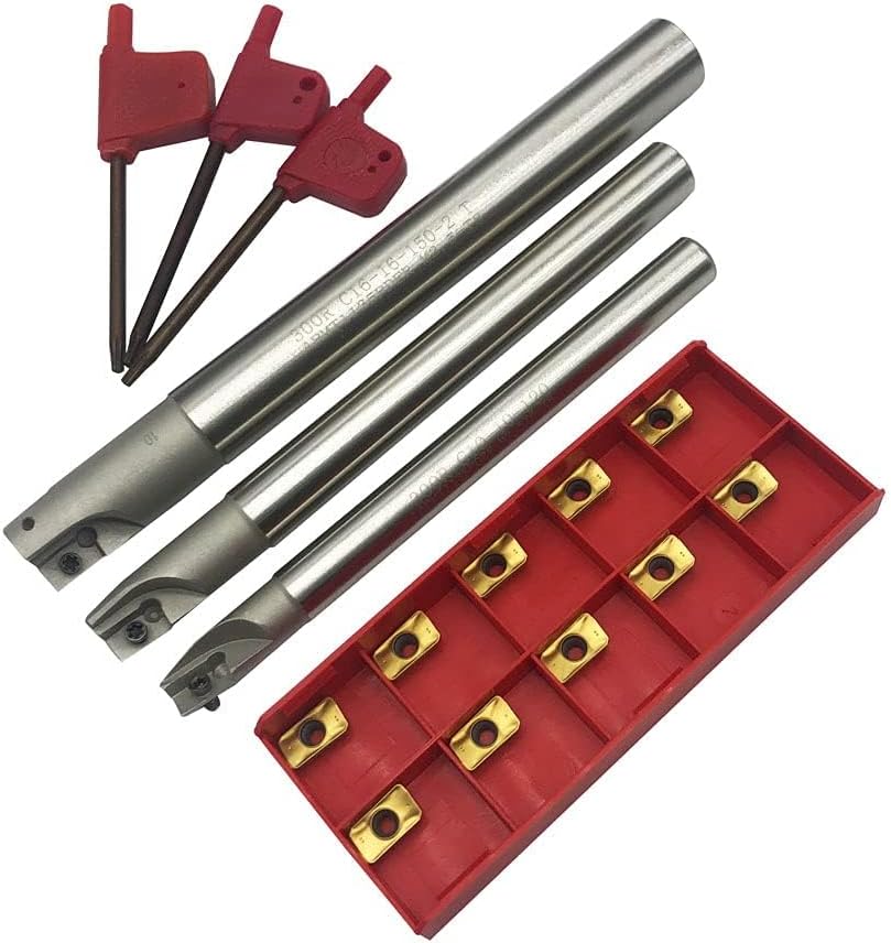 JTR 3pcs 90 Degree BAP300R End Mill Holders Indexable Inserts Tool Holder with 10pcs APMT1135PDER Milling Inserts for Machining Steel, Cast Iron