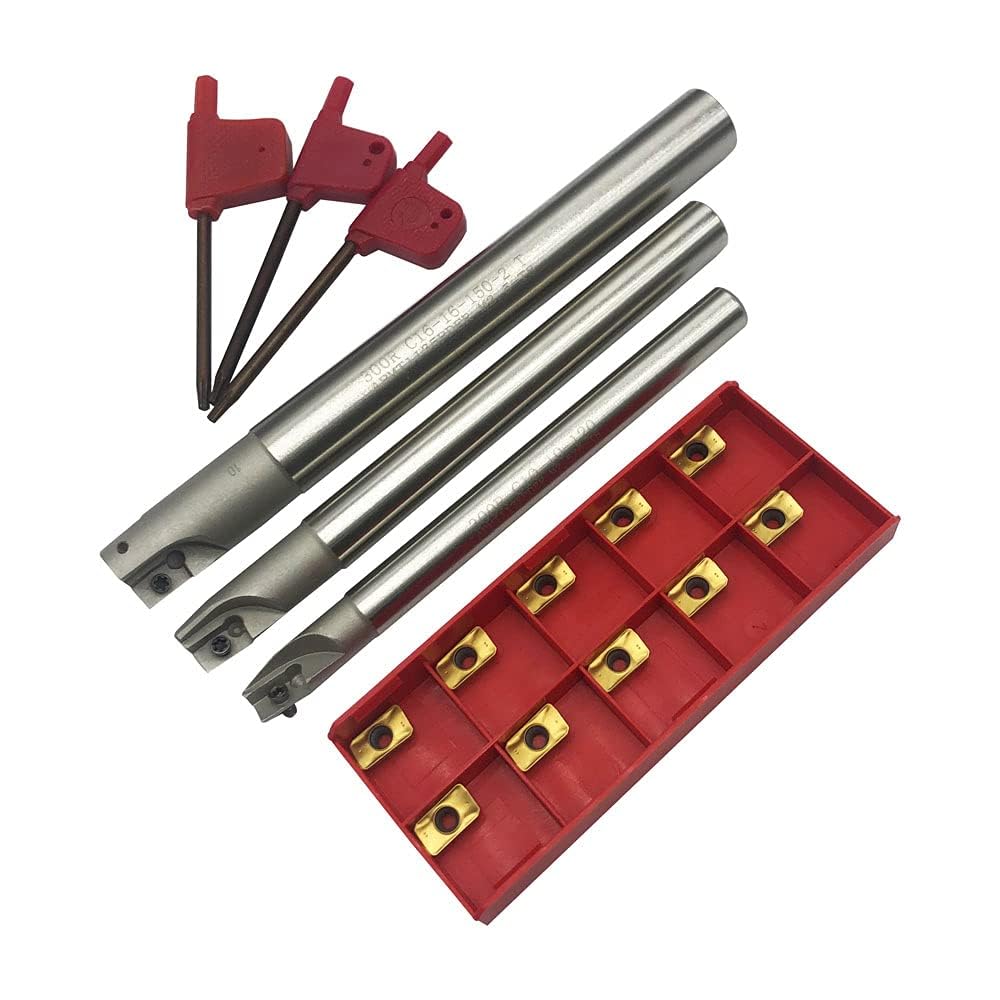 JTR 3pcs 90 Degree BAP300R End Mill Holders Indexable Inserts Tool Holder with 10pcs APMT1135PDER Milling Inserts for Machining Steel, Cast Iron