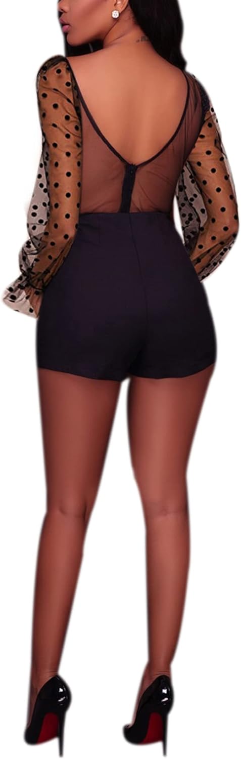 RARITYUS Women Sexy Lace Bodysuit Jumpsuit See Through Mesh Sleeveless/Long Sleeve Tops for Party Outfit - Image 4