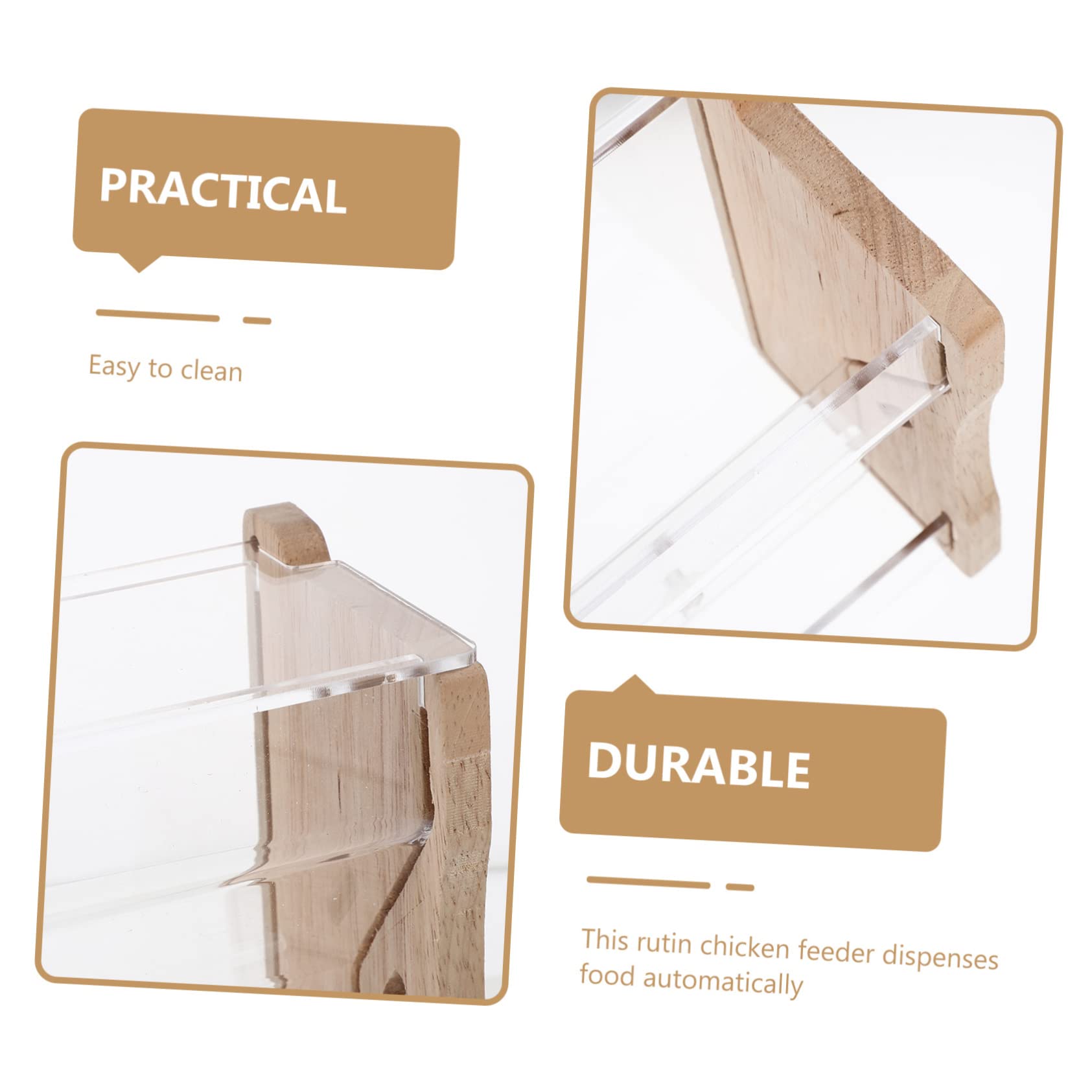 Toddmomy Mangeoire Automatique en Acrylique pour Poulets à Rutine et Perroquets, Distribution Pratique, Robuste, pour Cage, Beige