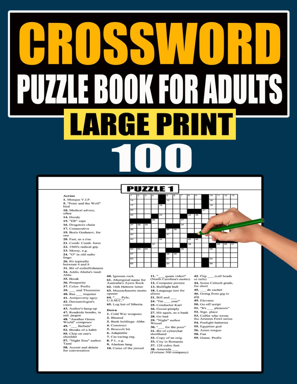 CROSSWORD PUZZLE BOOK FOR ADULTS: 100 Large Print Suitable For Adults and Seniors Seeking Brain Exercise and Entertainment.