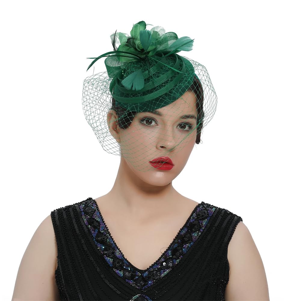 Tocado de Pelo Floral con Plumas para Mujer, Diadema para Boda, Novia, cóctel, Sombreros (Morado, Talla única)