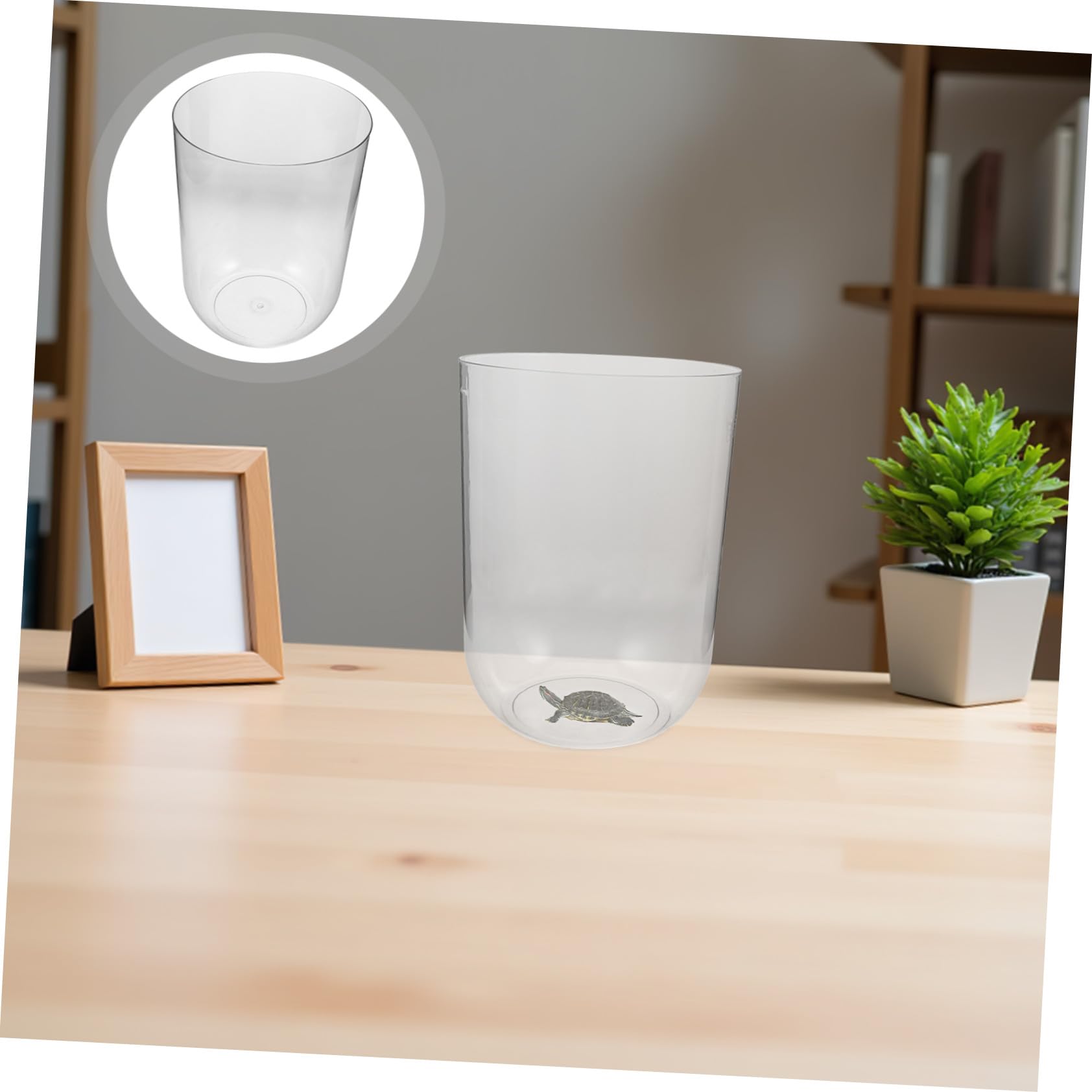 iplusmile Aquarium et Entretien Facile 8l Cylindrique en Plastique Accessoires Décoratifs et Compact pour Tortues et Bettas pour Bureau
