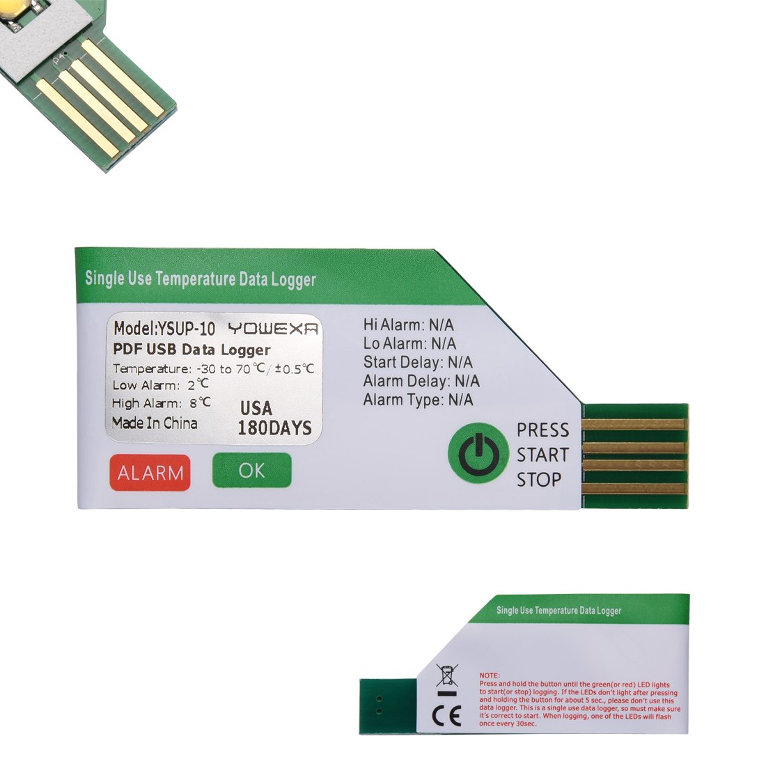 Generic PDF Single Use Waterproof USB Temperature Data Logger w Alarm 180 Days Record Duration-image-33