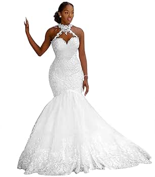 Amazon.com: BONOYUER Wedding Dresses for Bride Ivory Lace