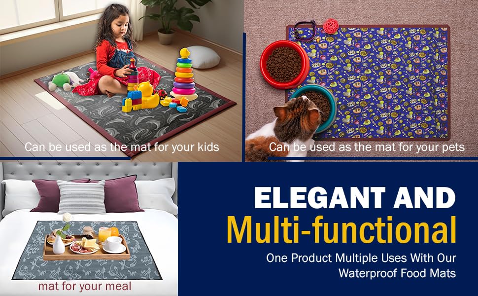 Image of Maximus Printed Bed Server Food Mat | Bedsheet Protector for Home | Food Mat for Bed | Waterproof and Washable Food Server Mat | Multipurpose Use 36 inchx36 inch