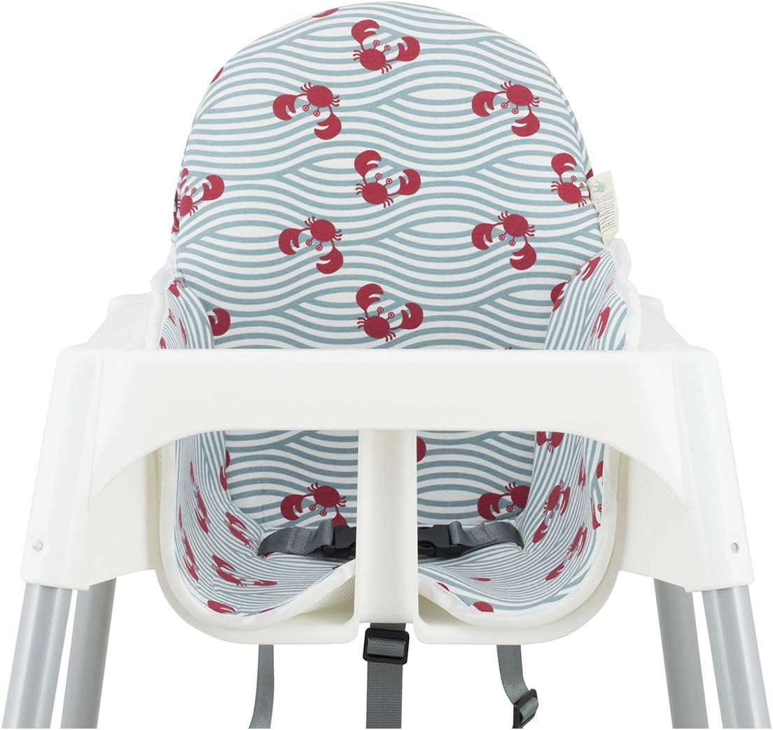 JYOKO Kids High Chair Cushion Compatible with IKEA Antilop Made Cotton 100% (Crabby)