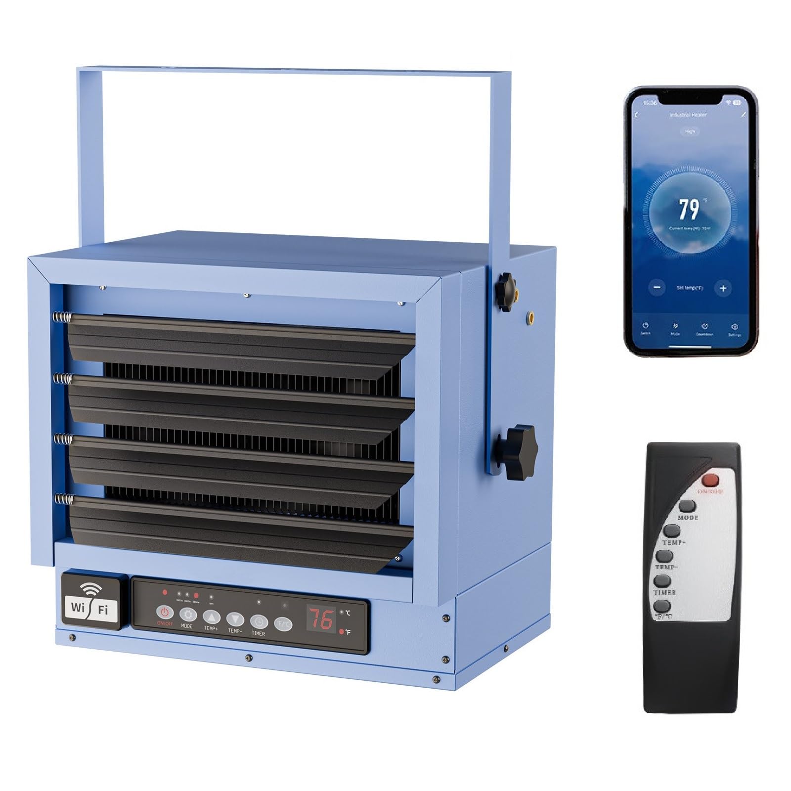 Bonnlo 5000W Electric Garage Heater with Remote & WIFI Control, Smart Digital Ceiling Mount Heater with Thermostat, 12H Timer & Overheat Protection, 240V Hardwired Heater for Workshop Factory Shop Gym