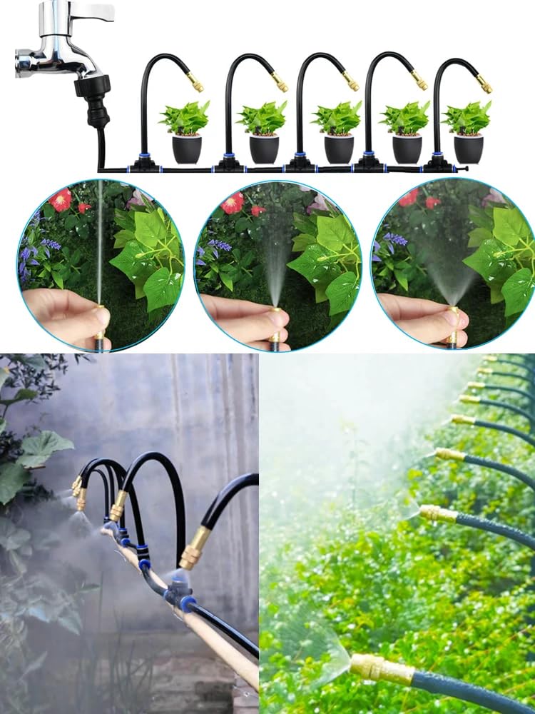 Irrigazione Automatica Per Giardino, Irrigazione Automatica, Kit Irrigazione Goccia, Ugello Universale Regolabile, Sistema Di Nebbia Di Irrigazione Goccia Da Giardino (C)