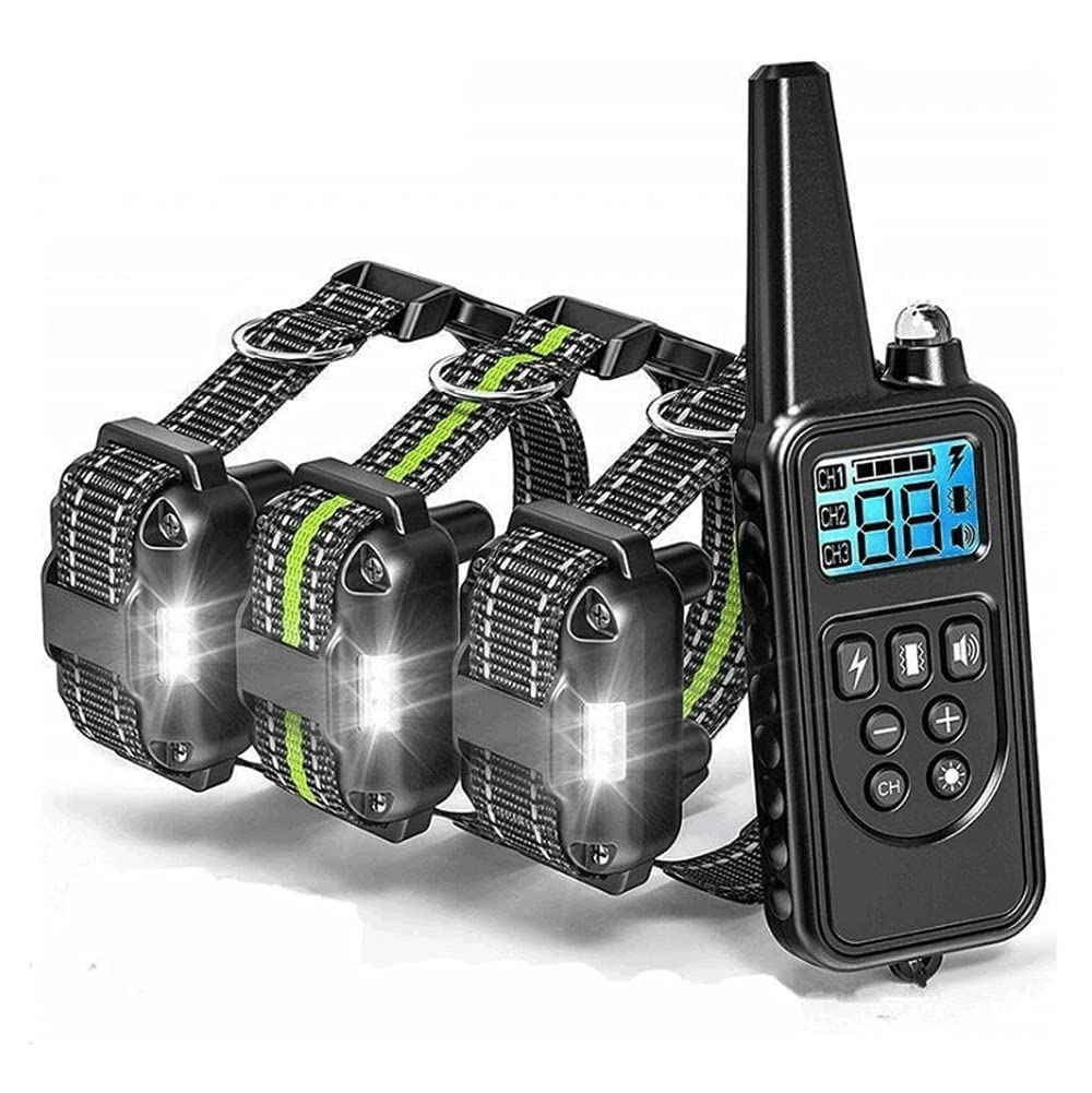 Dog Training Collar - 3 Receiver Rechargeable Collars for Dogs with Remote, 3 Training Modes, Beep, Vibration and Shock, Waterproof Training Collar(XX-Large)