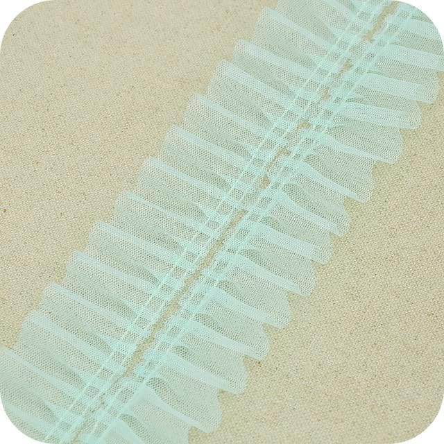 Dressmaking Frilled Trim, White Black Red Pink Blue Purple Ribbon DIY Apparel Sewing Fabric 5cm Mesh Pleated Tape Dress Clothing Doll Decoration(Mint Green)