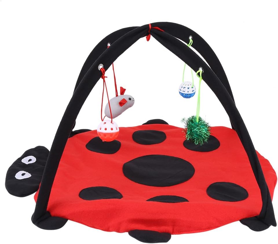 Foldable Cat Activity Play Mat Tent Multi Function Pet Bed with Hanging Toy Balls Cat Activity Center with Hanging Toy Balls Pet Bed with Hanging Toy Balls