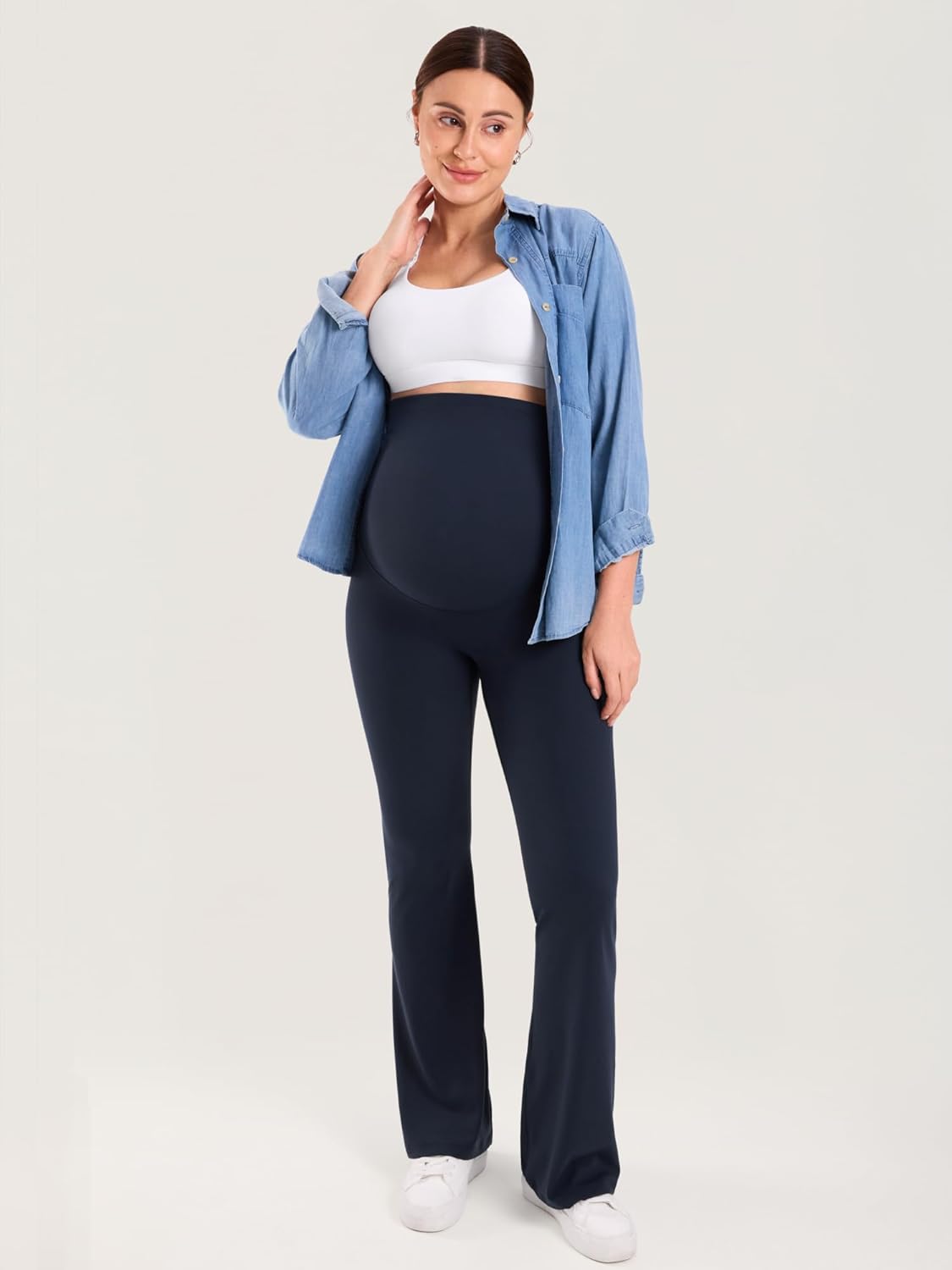 MOMANDA Maternity Flare Leggings Over The Belly 31.5" Pregnancy Yoga Pants for Workout Activewear - Image 3