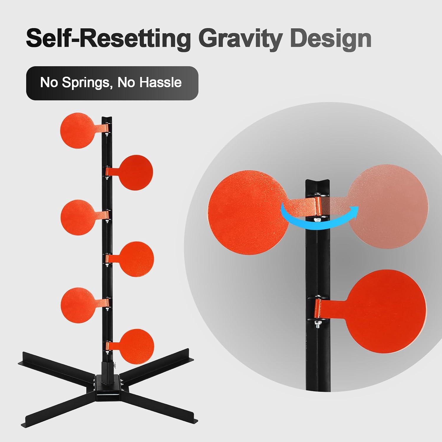 Dueling Tree AR500 Steel Targets for Shooting, 6 Paddle Self Resetting Shooting Target, Heavy Duty Steel Shooting Targets System, Reactive Target with Stable Base for Pistol Rifle Range Training