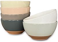 Mora Ceramic Dessert Bowls Set of 6 (16oz) - Lead-Free Scratch-Resistant Glaze, Microwave Oven Dishwasher Safe - Assorted Neutrals for Snacks Soup Rice