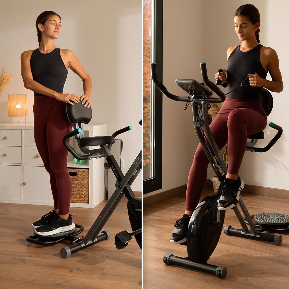 Cecotec Vélo Statique Pliable Magnétique X-Bike avec Écran LCD, Résistance Variable (8 niveaux), Selle Confort, Volant d’Inertie 1,5k, 2,5 et 3kg, Pliage Facile et Compact