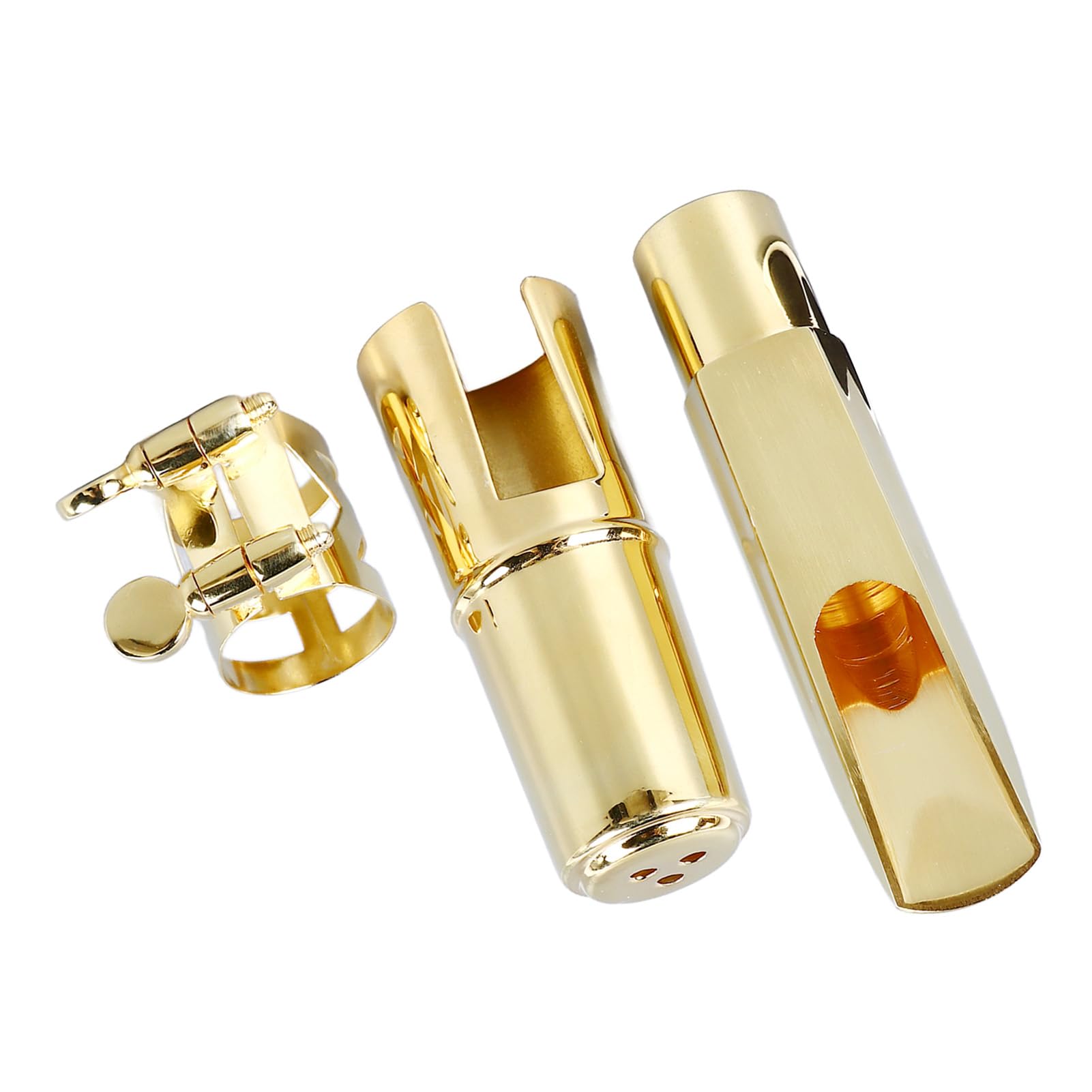 Boquilla para saxofón alto, color dorado, kit de boquilla multifuncional para saxofón para práctica (8C)