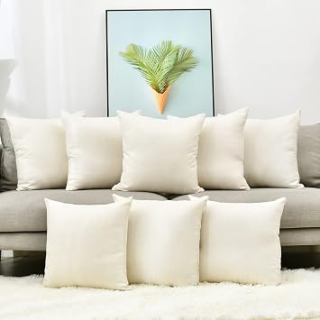 Pack 8 Linen Throw Pillow Covers Set Cushion Case for Sofa Bedroom Car, Blank for HTV Iron on Design,18x18 Inch