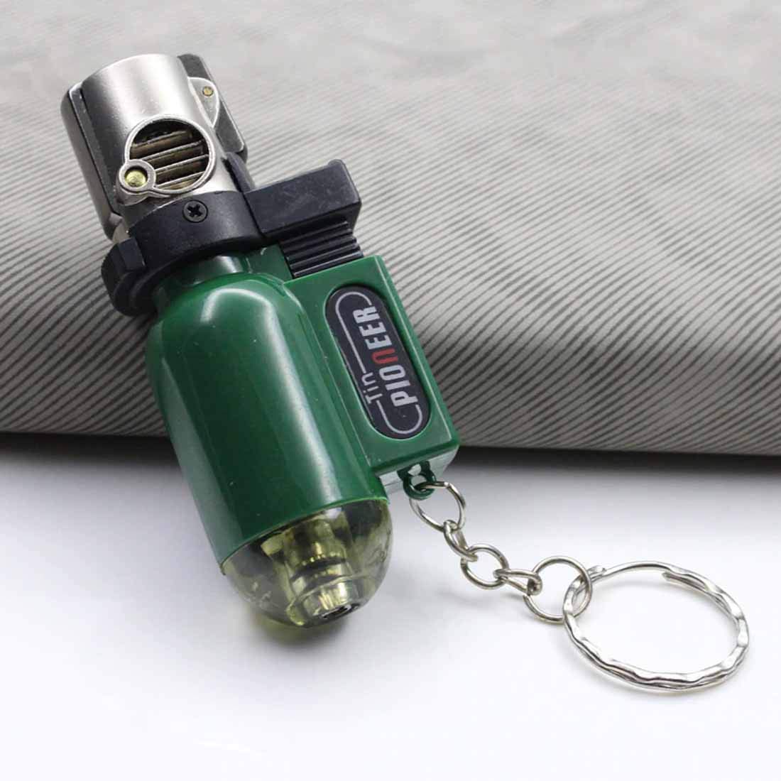 Ala Flame Plastic Refillable Cylindrical Shaped Windproof Jet Flame Lighter With Key Ring Pocket Lighter (Without Fuel- Empty Lighter- No Gas)
