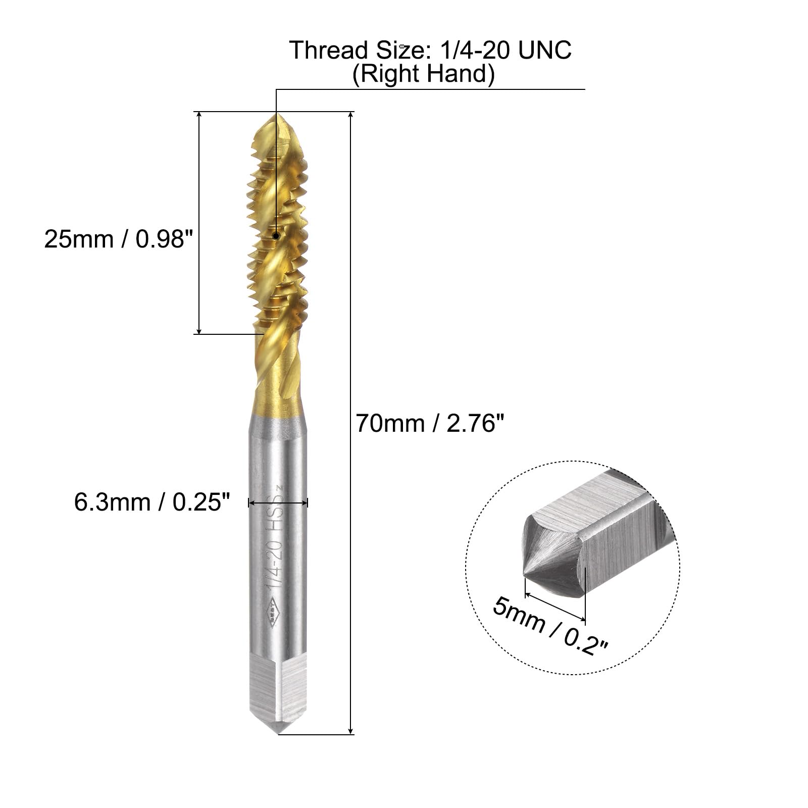 Threading Taps - 1/4-20 UNC Spiral Flute -2