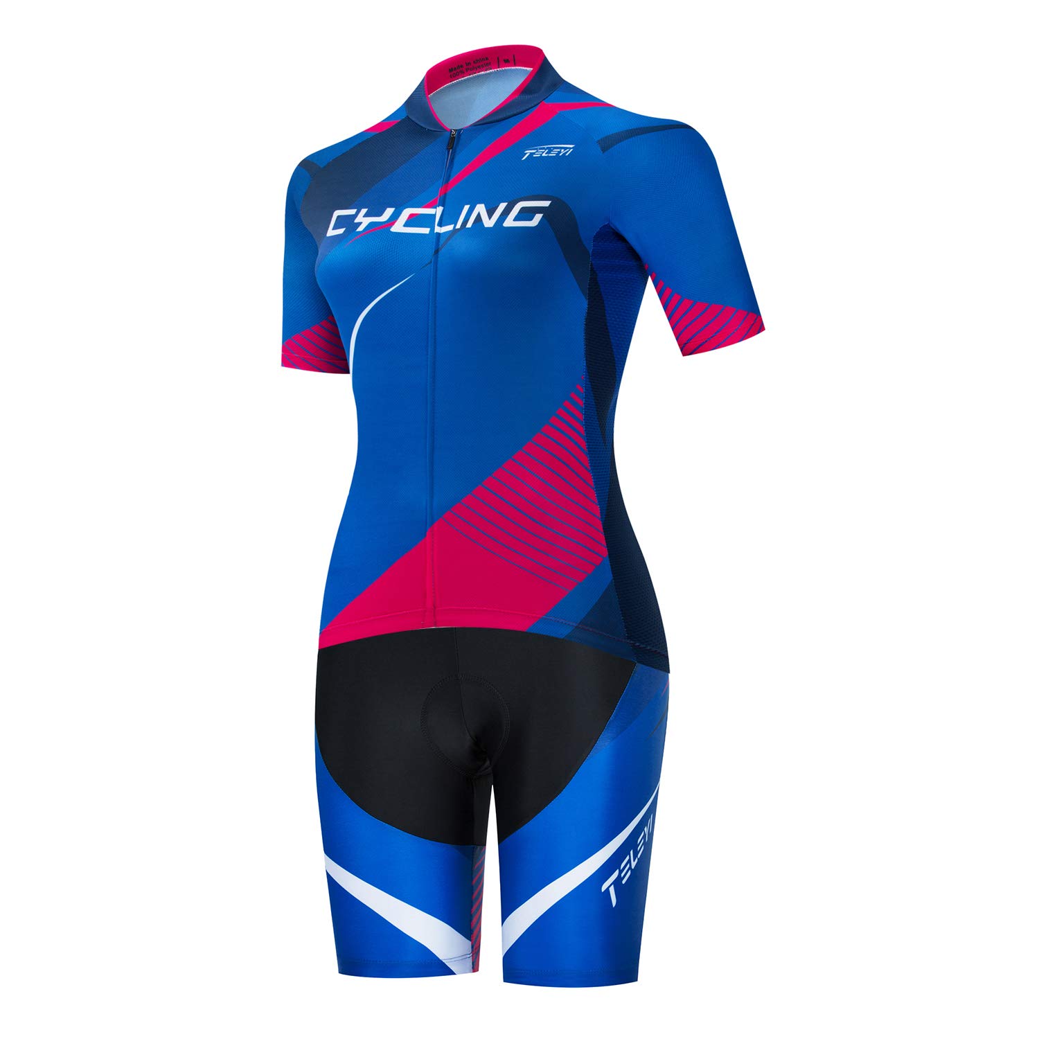 JPOJPO Damen Fahrradtrikot, kurzärmelig, reflektierendes Fahrrad-Shorts-Set