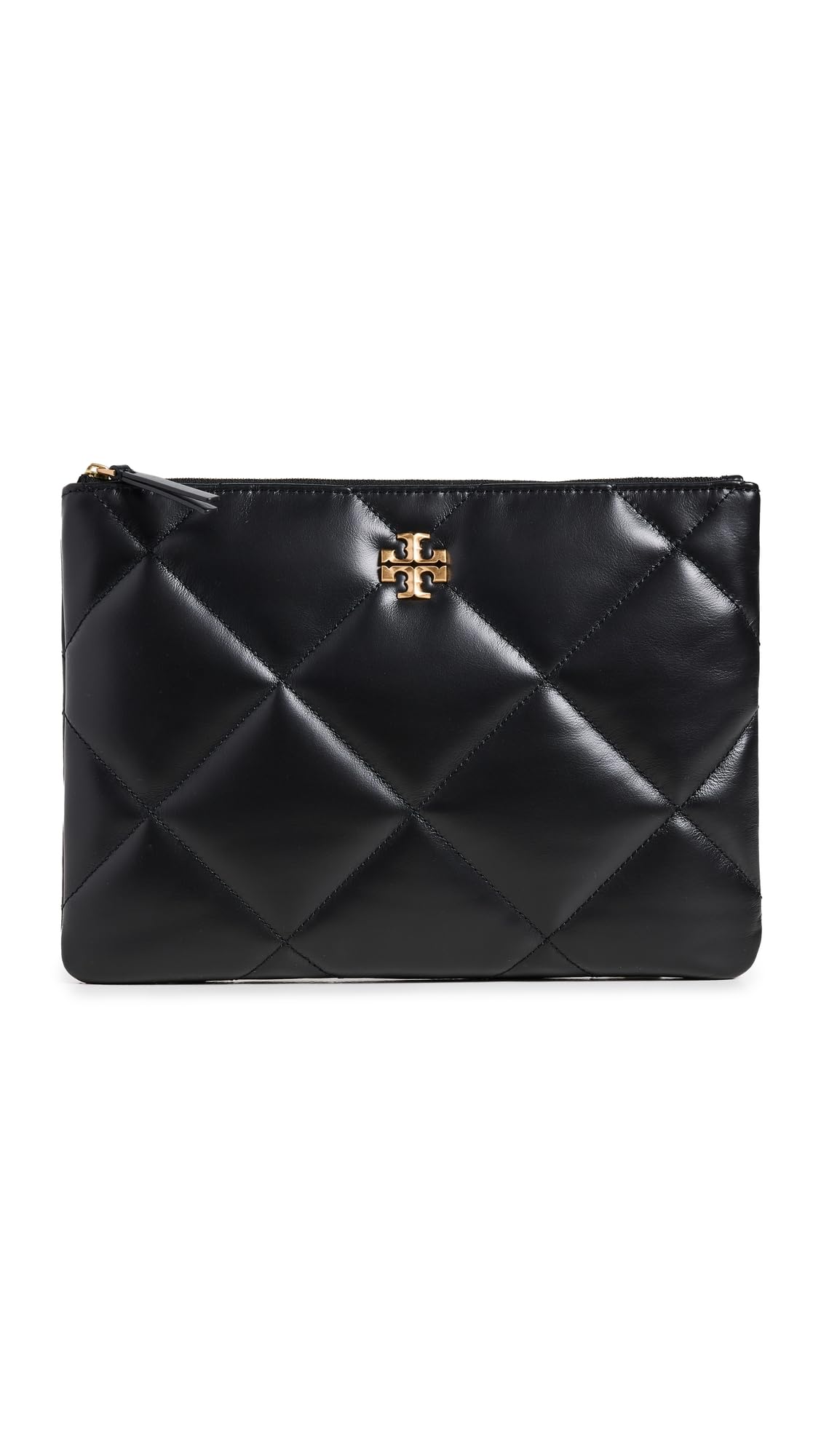 Tory Burch Women's Kira Diamond Quilt Pouch, Black, One Size
