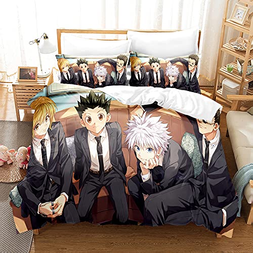 PTNQAZ Anime Hunter X Hunter Parure de lit avec housse de couette imprimée 3D pour enfants, lit simple, queen size, king size Cover