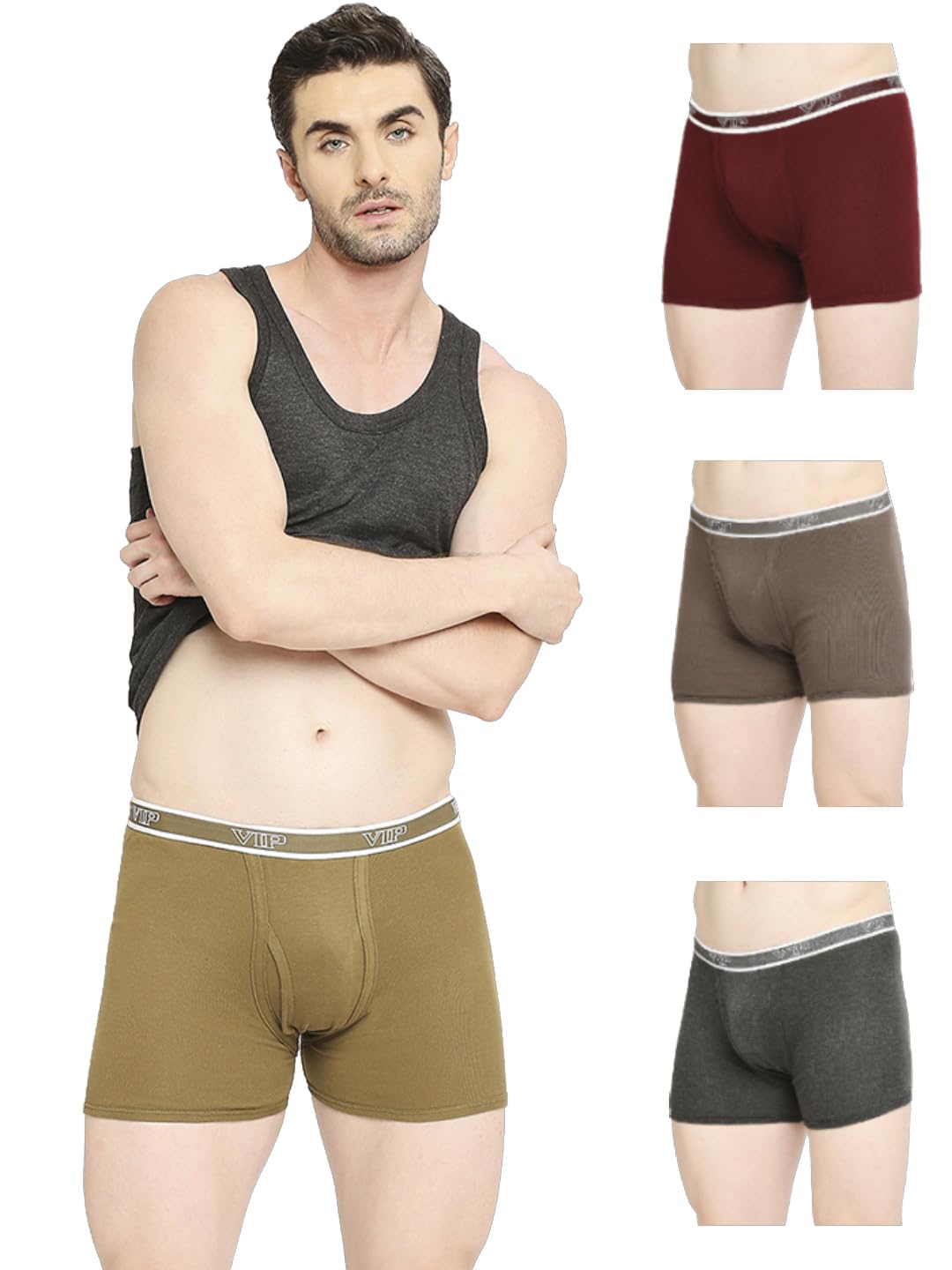 vip Advanta Color 100% Cotton Rib Elastane Trunks for Men in-picture-25